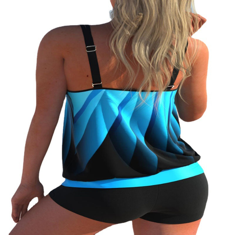 Plus Size Tankini Set — Women's Flowy Conservative Two Piece
