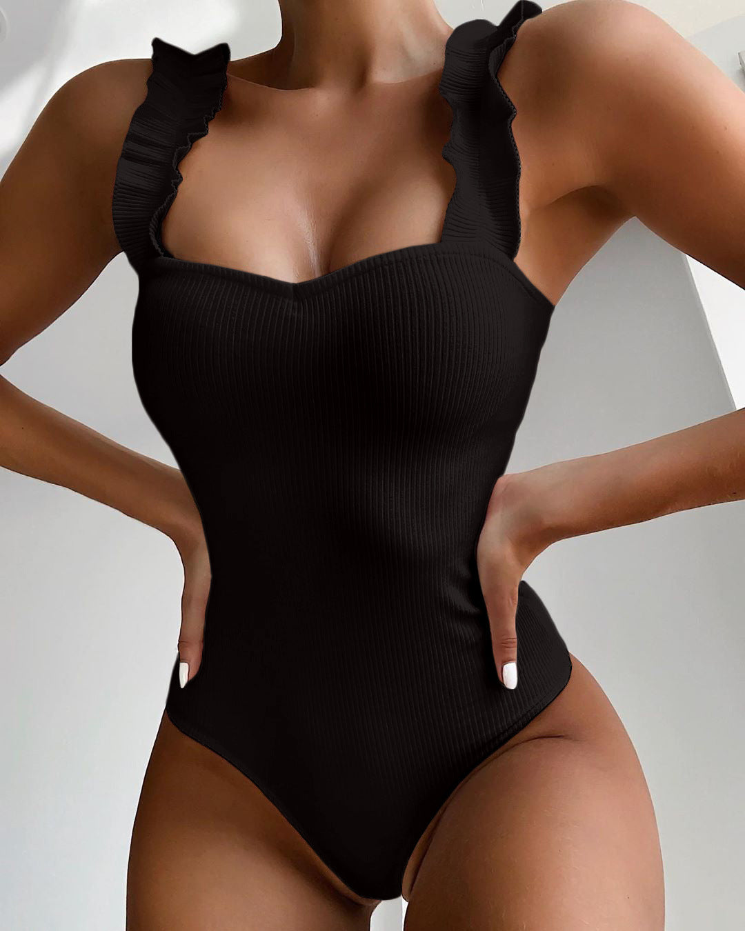 Ruffle One Piece Swimsuit — Women's Flattering Push Up Bathing Suit