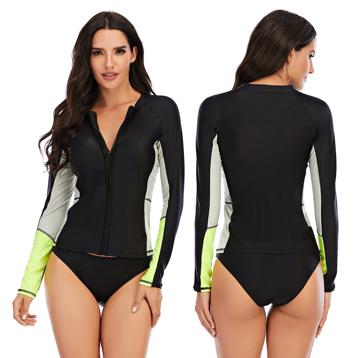 Long Sleeve Rash Guard Tankini Set — Women's UPF Surf Swimsuit