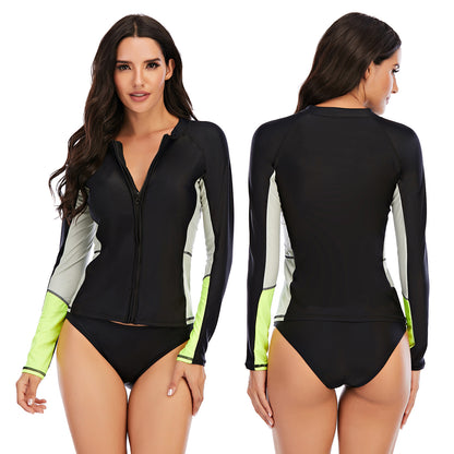 Long Sleeve Rash Guard Tankini Set — Women's UPF Surf Swimsuit