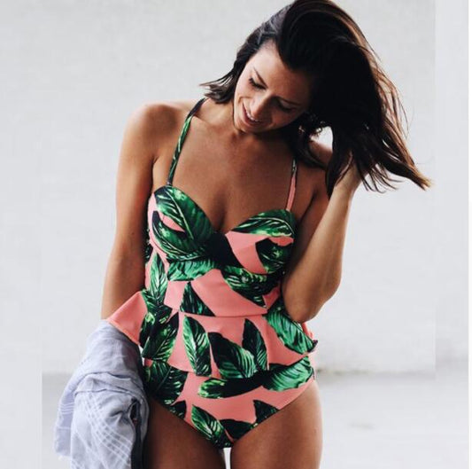 High Waisted Push Up Bikini Set — Women's Printed Two Piece Swimwear