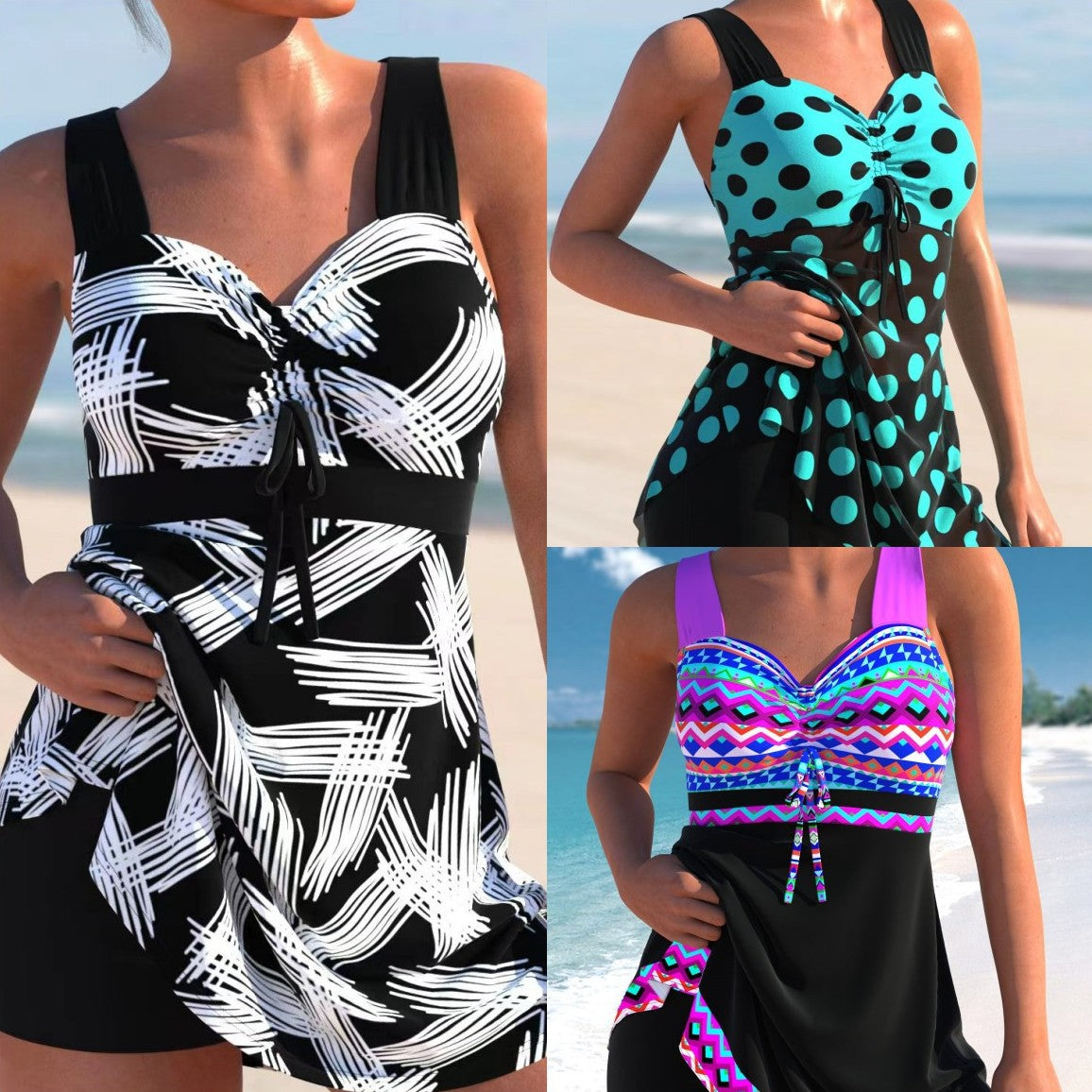 Plus Size Tankini Set — Women's Flowy Conservative Two Piece