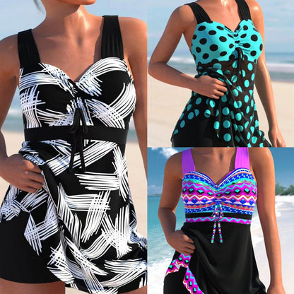 Plus Size Tankini Set — Women's Flowy Conservative Two Piece