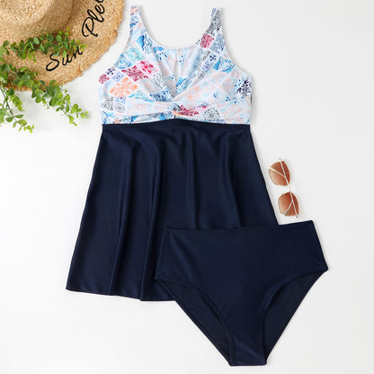 Plus Size Tankini Set — Women's Flowy Conservative Two Piece