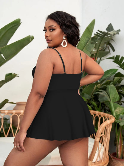 Plus Size Tankini Set — Women's Flowy Conservative Two Piece