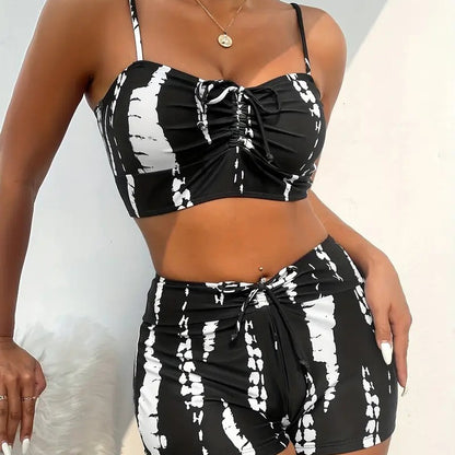 High Waisted Tummy Control Bikini Set — Women's Ribbed Swimwear
