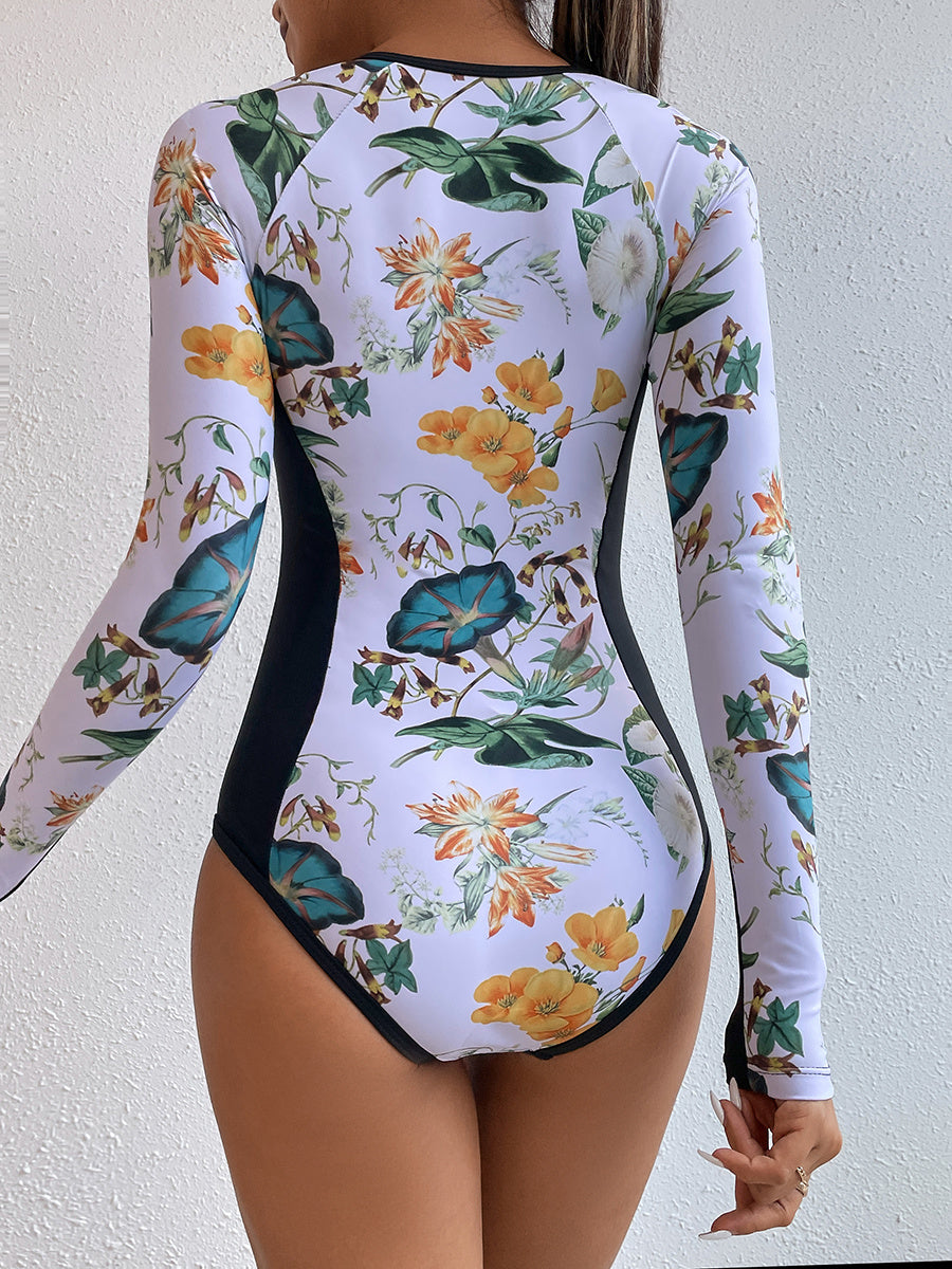 Printed Ruffle One Piece Swimsuit — Women's Flattering Bathing Suit (2 Colors)