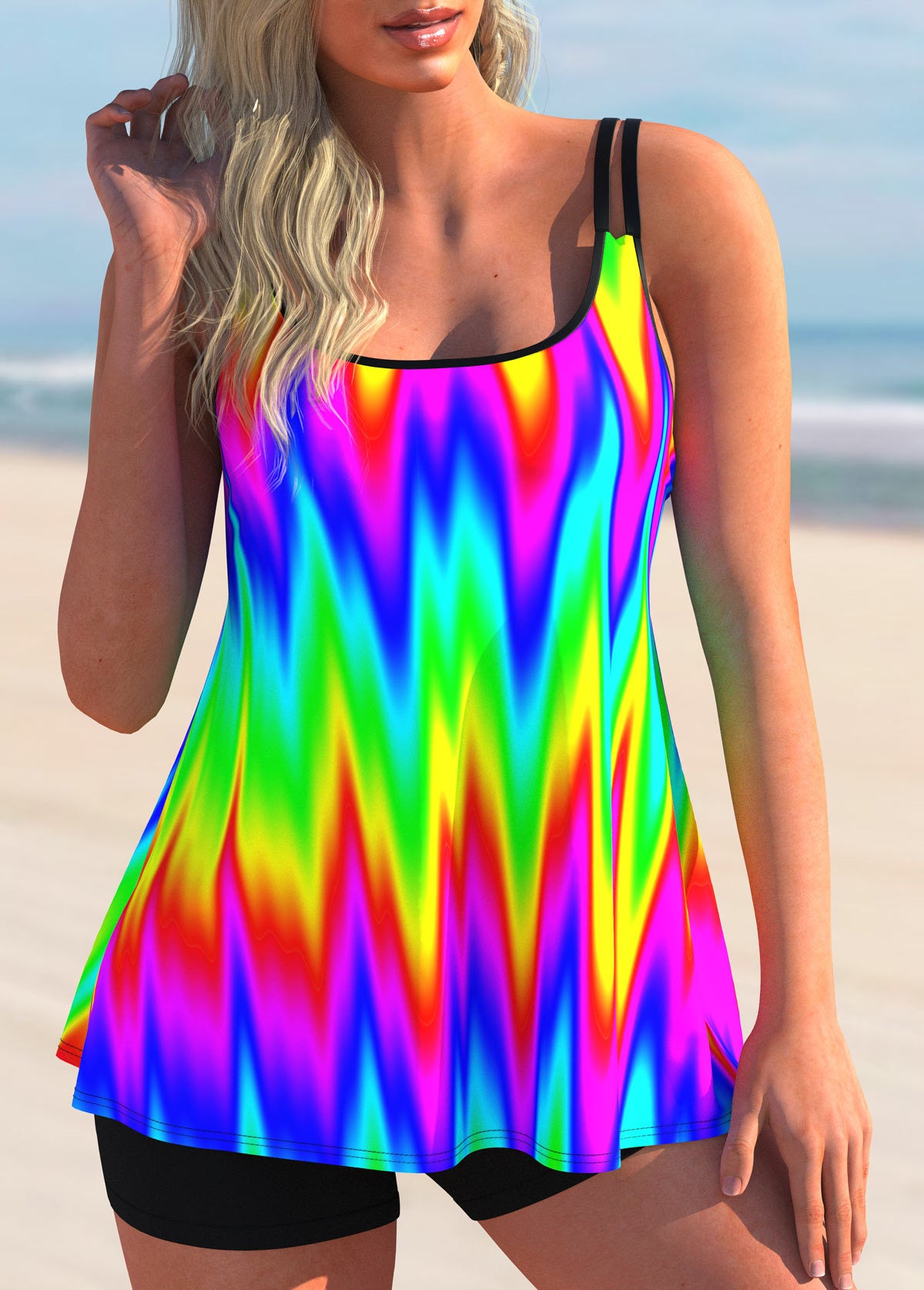 Plus Size Tankini Set — Women's Flowy Conservative Two Piece