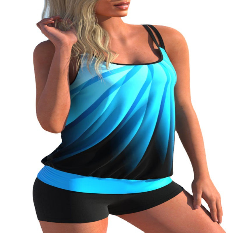Plus Size Tankini Set — Women's Flowy Conservative Two Piece