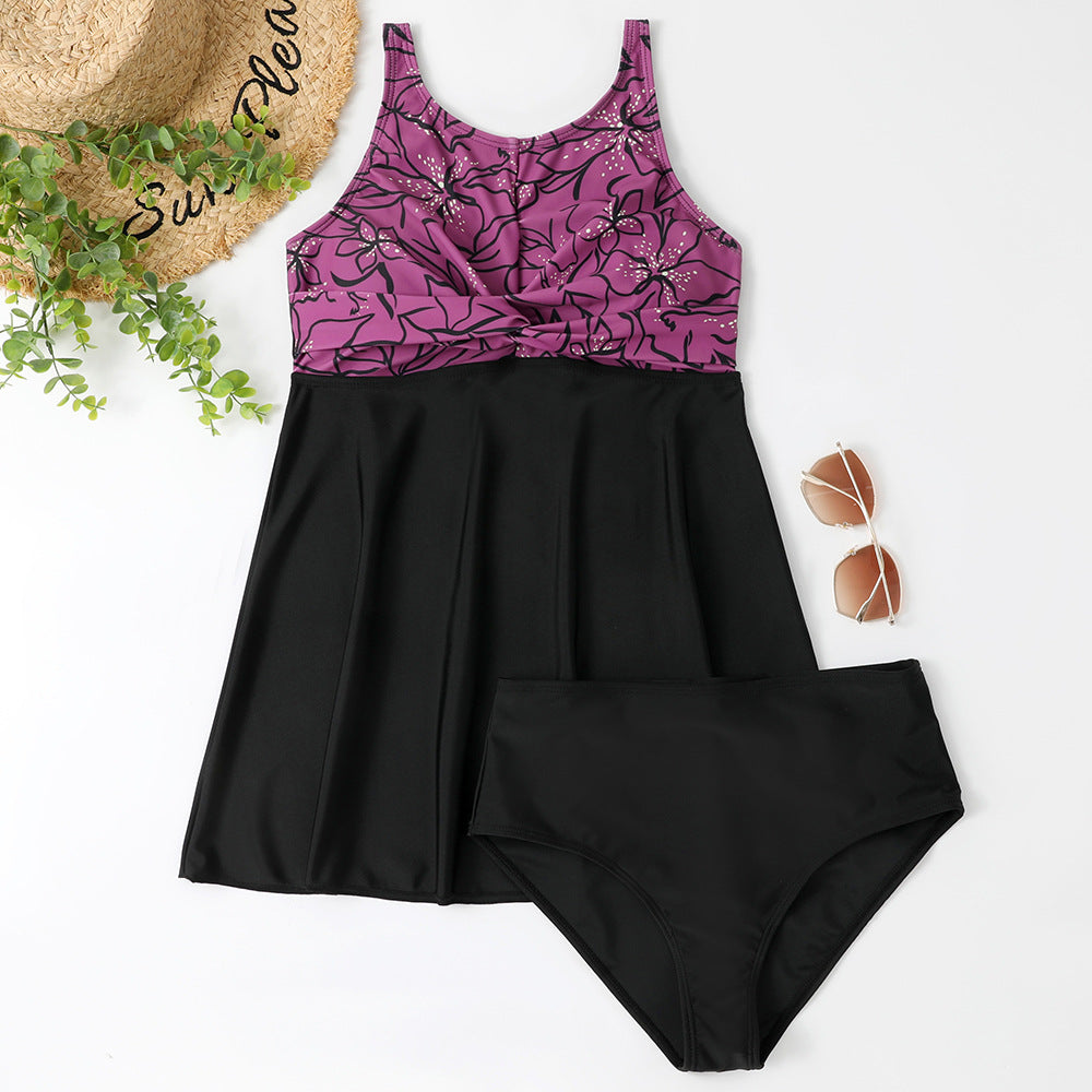 Plus Size Tankini Set — Women's Flowy Conservative Two Piece