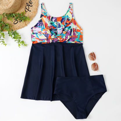Plus Size Tankini Set — Women's Flowy Conservative Two Piece