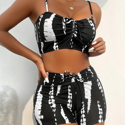 High Waisted Tummy Control Bikini Set — Women's Ribbed Swimwear