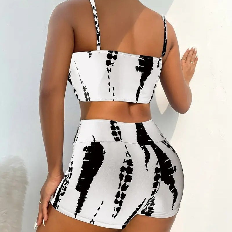 High Waisted Tummy Control Bikini Set — Women's Ribbed Swimwear