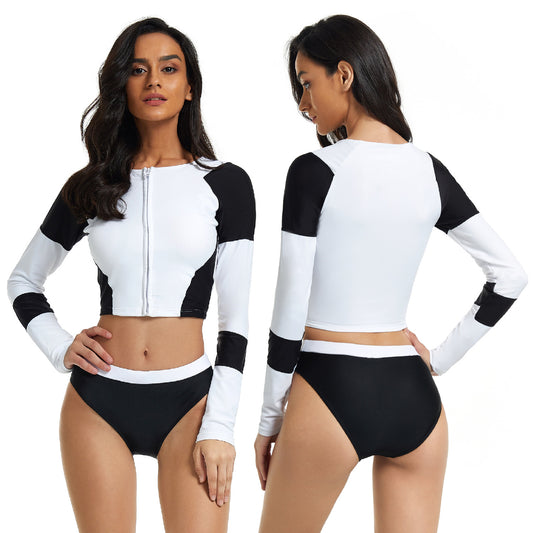 Long Sleeve Rash Guard Tankini Set — Women's UPF Surf Swimsuit
