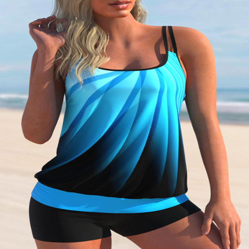 Plus Size Tankini Set — Women's Flowy Conservative Two Piece