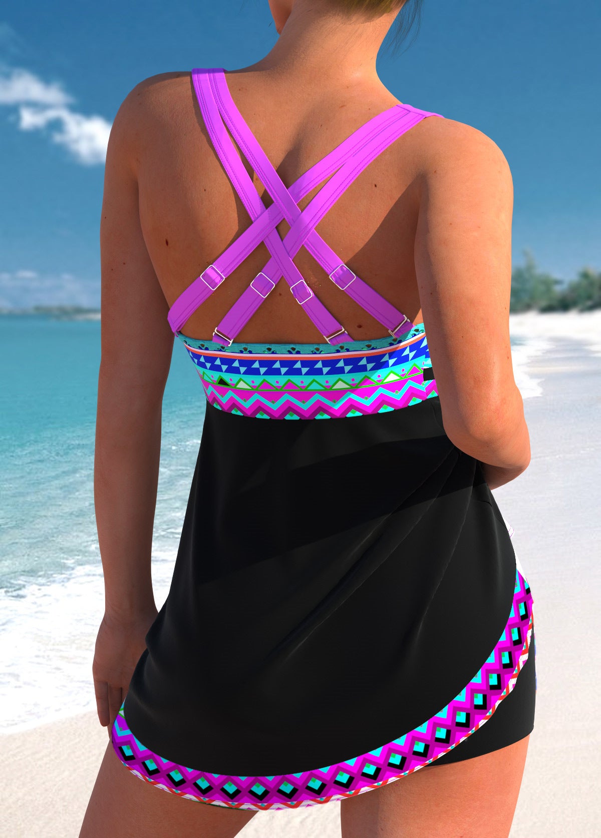 Plus Size Tankini Set — Women's Flowy Conservative Two Piece
