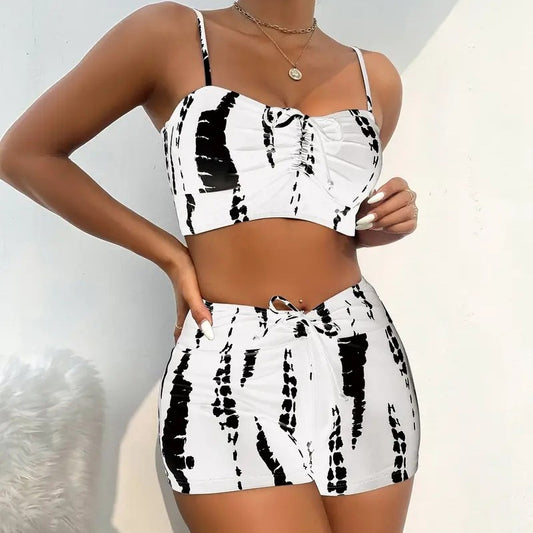High Waisted Tummy Control Bikini Set — Women's Ribbed Swimwear