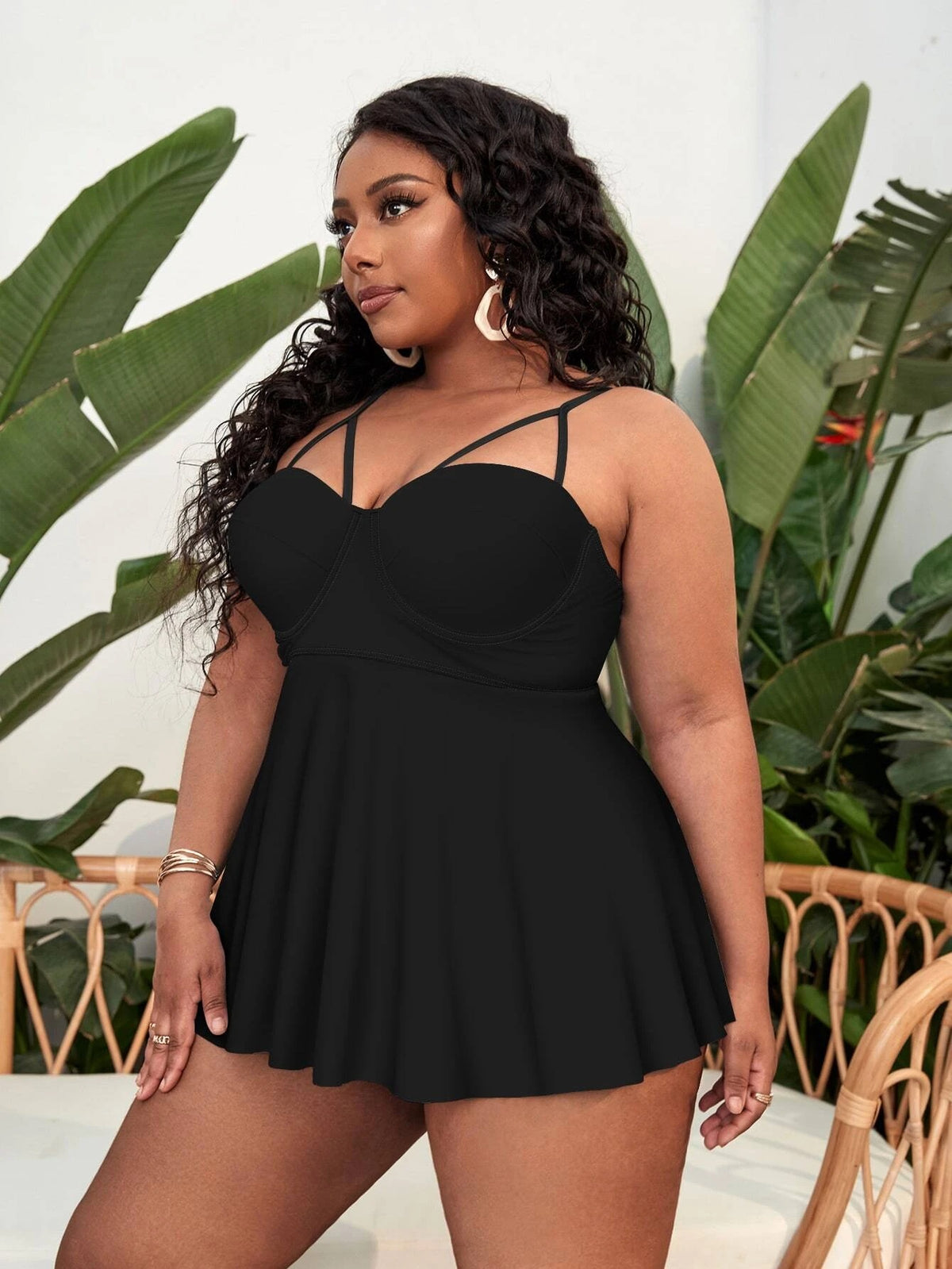 Plus Size Tankini Set — Women's Flowy Conservative Two Piece