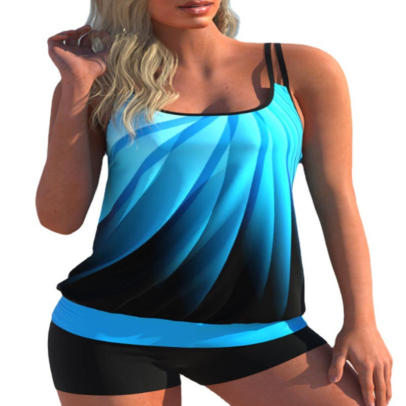 Plus Size Tankini Set — Women's Flowy Conservative Two Piece